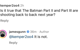 詹姆斯·古恩出来辟谣《新蝙蝠侠2与3》拍摄那些事儿缩略图