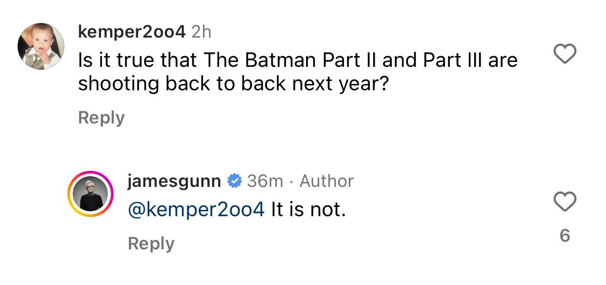 詹姆斯·古恩出来辟谣《新蝙蝠侠2与3》拍摄那些事儿
