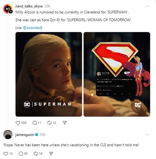 詹姆斯·古恩对超人片场泄密和《超级少女》传言做出回应
